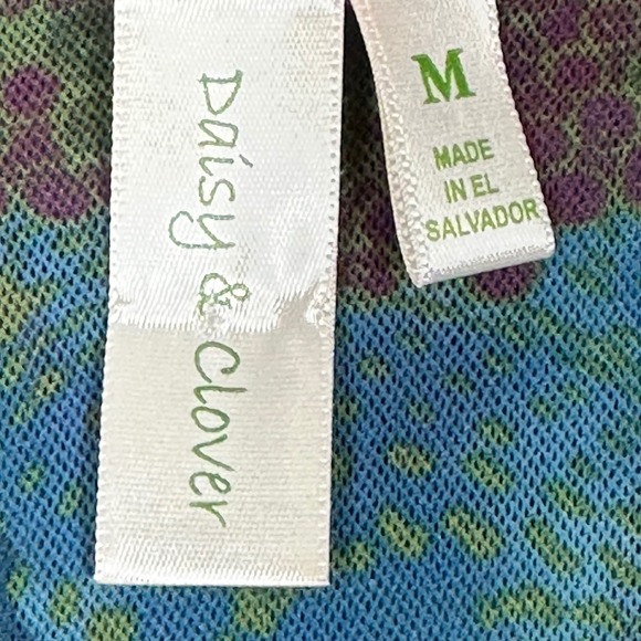 Daisy & Clover Womens Mesh Sleeveless Top Purple Green Abstract Tie V-Neck Med - Picture 5 of 7